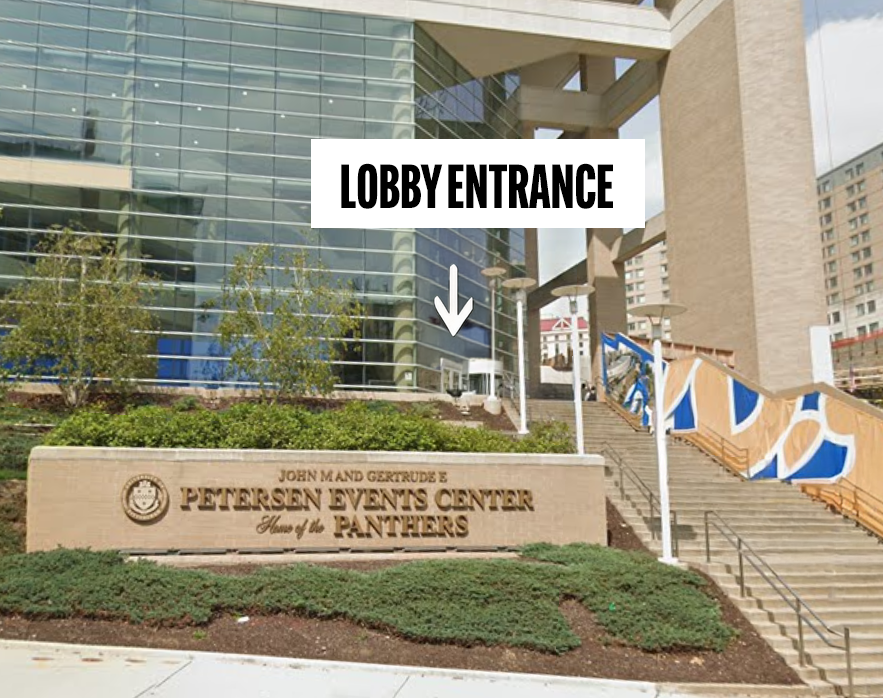 image of lobby entrance to petersen events center