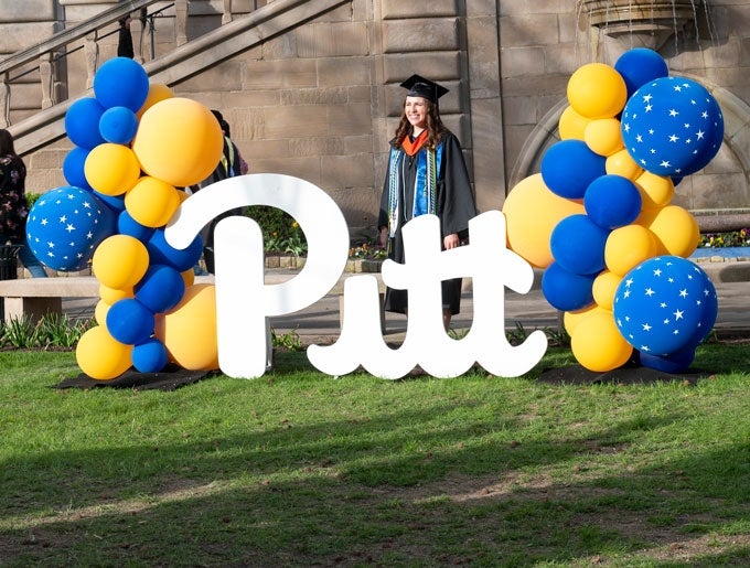 Pitt sign with balloons
